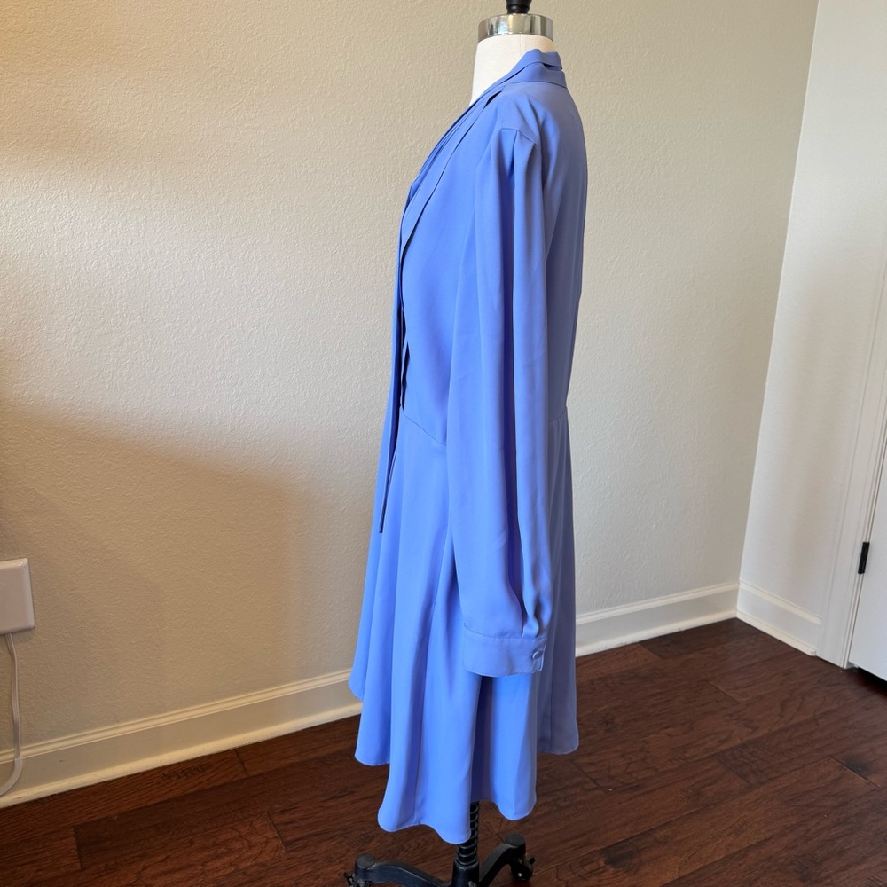 Ann Taylor Long Sleeve Tie-Neck Dress in Periwinkle Blue - Picture 3 of 6